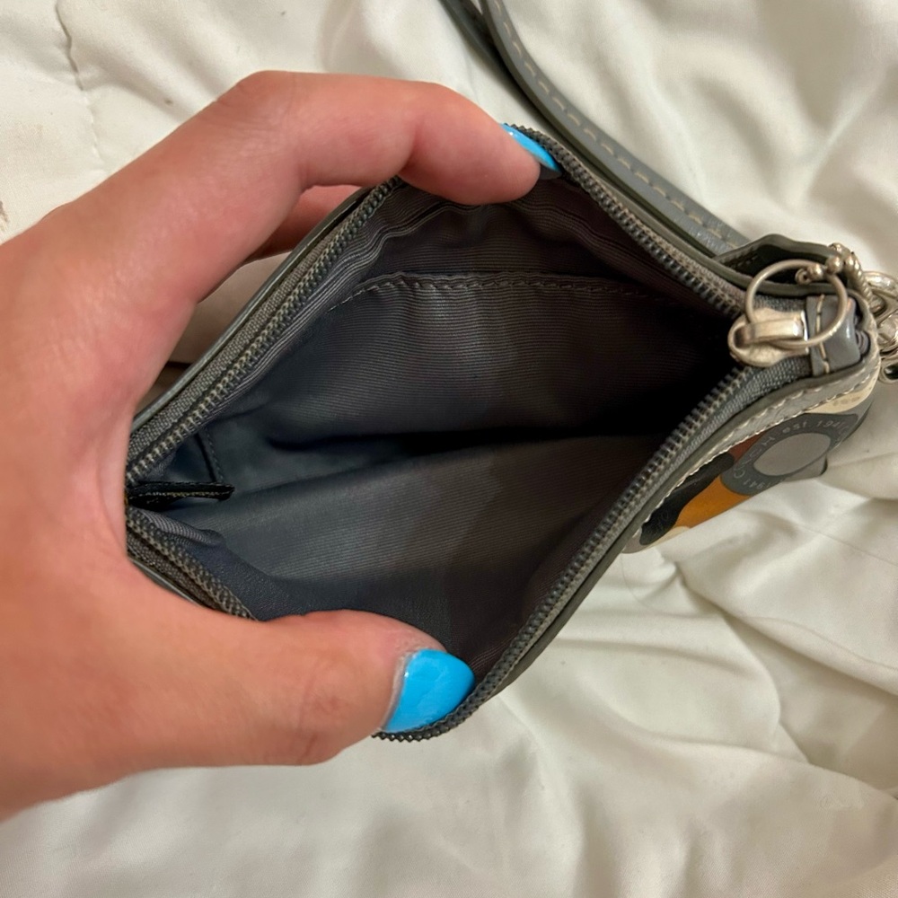 Coach Gray And Brown Circle Pattern Wristlet - image 4